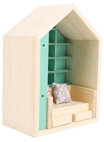 Chrees Bokhylla för ångest i Miniatyr Kreativ Stressavlastning Bokhylla Handgjord Dockhusdekoration för Vardagsrum Furu 6,7 X 3,9 X 9,1 Tum