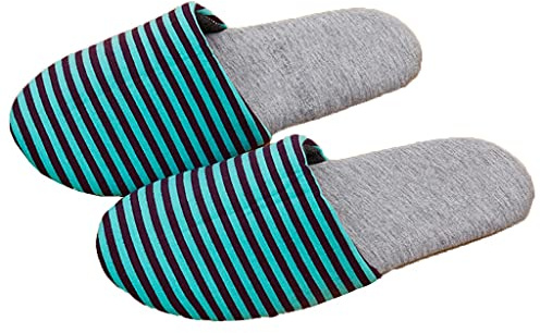 Hotelltofflor, Unisex-tofflor för män och kvinnor med minnesskum, tofflor för hem inomhus med trägolv (färg: grön, storlek: 27 cm)