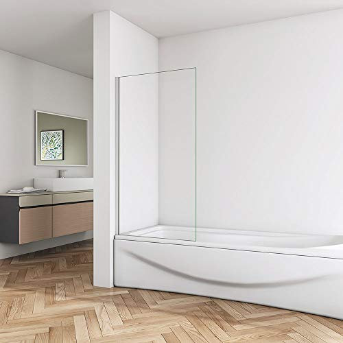700x1400mm Fixed Square Bath Screen 6mm Safety Tempered Glass Over Bath Single Panel Shower Screen