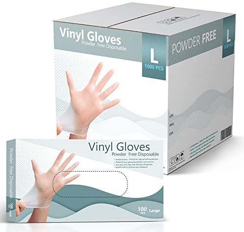 SPRINGCARE Vinyl Gloves, Disposable Gloves, Comfortable, Latex and Powder Free (Large) - Pack of 1000