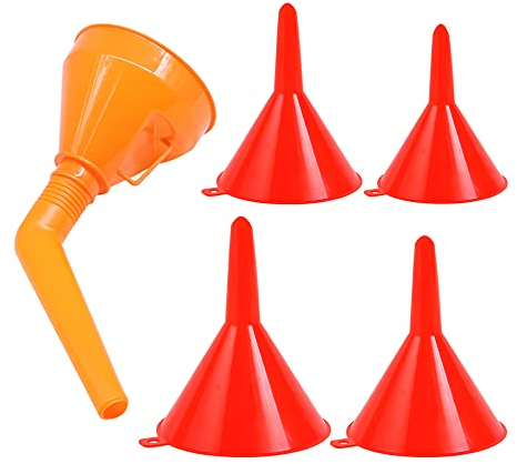 Gativs Entonnoir Essence 5 Pièces Mini Entonnoir en Plastique Kit d'Entonnoir Entonnoirs avec Tuyau et Tamis Entonnoir Huile Moteur Entonnoir Huile Moteur Entonnoirs pour Voiture et Maison