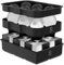 Oliver's Kitchen ® - 2 x Ice Cube Tray Set - Keep Gin, Whisky & Drinks Ice Cool for Longer - Large Ice Cube Moulds,- Fresher Ice with Stackable Lid! Black
