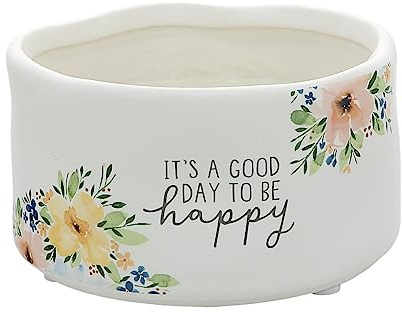 Pavilion Gift Company - Happy - 8 Ounce Surprise Hidden Message Natural Soy Wax Candle Jasmine Scented, 1 Count, 4.5 x 4.5 x 2.7-Inches