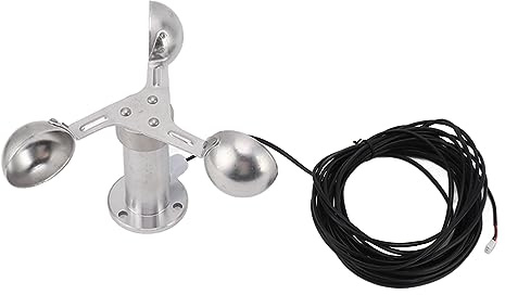 Tnfeeon Anemómetros de Aleación de Aluminio, Sensor de Monitoreo de Velocidad del Viento, Equipado con Sensor de Velocidad del Viento de 3 Tazas, Proporciona Salida de 0 3,8 V, Confiable