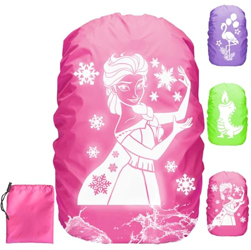 LUKIUP Funda Impermeable para Mochila, 30-40L Funda Lluvia Mochila, Rosa Protector Mochila con Reflectante Niño para Exteriores, Viajes, Senderismo, Montañismo, Ciclismo