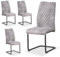 B&D home Esszimmerstühle Theo 4er Set, Küchenstuhl Bürostuhl Schwingstuhl Freischwinger Stühle für Küche, Esszimmer, Büro, Industrial modernes Design, Wildleder Optik Grau, 11138-GRAU-4