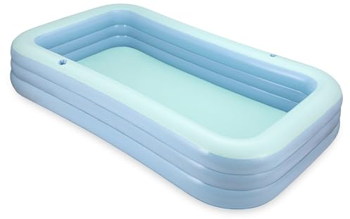 Funsicle Serenity 10ft Inflatable Pool, 305cm Long Swimming Pool 2-in-1 valve, Family Pool Includes 2 Cup Holders and Repair Patch, 3.05m x 1.83m x 56cm - Heavenly Blue