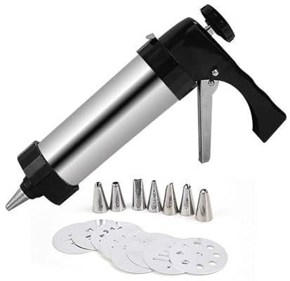 ZGXNYI Seringue à Garnir en Acier Inoxydable Aluminium Alloy Cookie Press Maker Sets Cookie Cutter Mold DIY Pastry Nozzles Syringe Extruder Kitchen Baking Tools Seringue à GâTeau(2 Set)