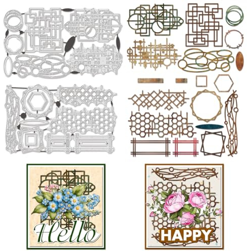 BENECREAT Geometriskt formade kolstål stansformar för kanttema, mall för prägling av schabloner för att göra foto dekorativt papper scrapbooking, 0,08 cm tjock
