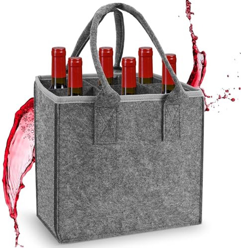 Haiane Flaschenträger 6 Flaschen, Hergestellt aus hochwertigem Filz Flaschentasche, Flaschenkorb Faltbar, Wiederverwendbare Männerhandtasche, Getränketräger für 1.5L Flaschenständer, Bierflaschen
