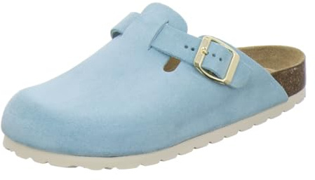 AFS-Schuhe 2900 Orthopädische Damen-Clogs mit verstellbarem Leder-Fußbett für optimales Wohlbefinden (39 EU, hellblau)