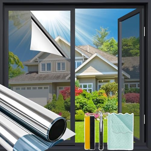 Bloss One Way Window Film, Window Tint for Home, 17.5 x 78.7 Silver