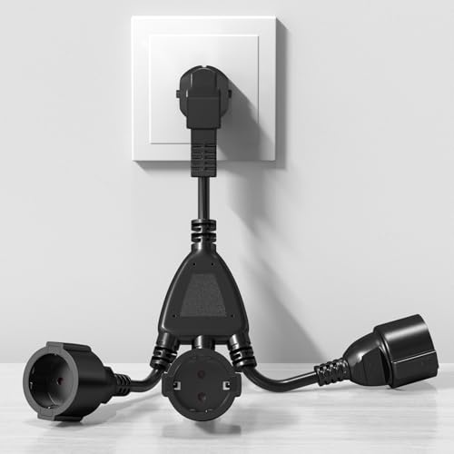 Luxvista Doppelstecker für Steckdose,3 Schuko Mehrfachsteckdose,3 Fach Steckdosenadapter,Steckdosenverteiler 3-Fach,IP44 Schutz für Innen und Außen,Haushalt,Reisen,16A/250V/4000W,1.5mm²