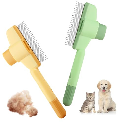 2 Piezas Cepillo Gatos, Cepillo Quita Pelos Mascota, Cepillos para Perros y Gatos para Mascotas, Cepillos para Gato para Pelo Largo y Corto, Peines para Gato, Elimina el Pelo Suelto