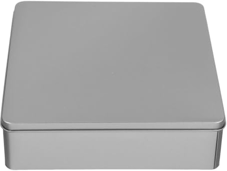VALICLUD Square Tin Box Tinplate Silver 20.00X20.00X5.50cm 1 X Tinplate Box | Reusable Candy Box, for Parties and Festivals, Packaging Small Crafts and Treats