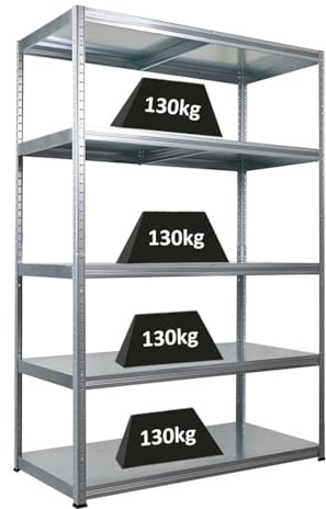 PROREGAL Étagère Charge Lourde Steel Eagle | HxLxP 180x120x60cm | 130kg par Niveau | Galvanisé | Étagère Robuste de Garage, Atelier, Cave, sous-Sol, Stockage, Rangement, Rayonnage