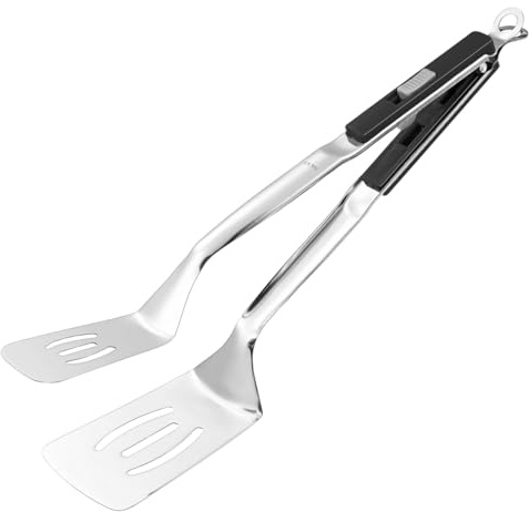 M METERXITY Spatula Tongs 13.4in, Black Handle, Silver Tone
