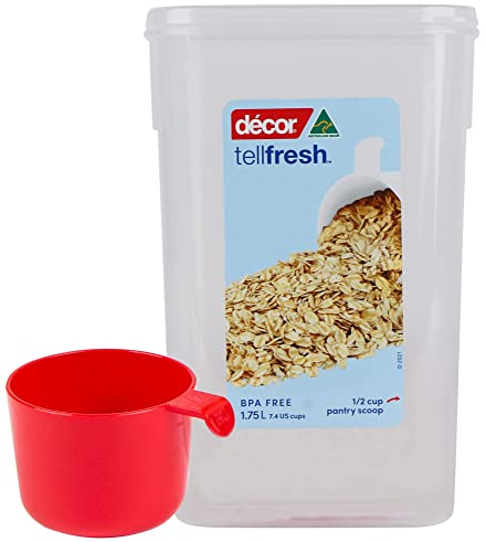 Décor Tellfresh Tall Storage Container with Pantry Scoop | Large Airtight Container | Practical & Stackable Design | 1.75L Capacity