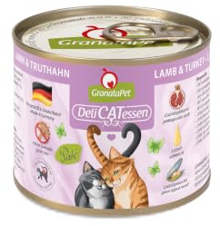 GranataPet Delicatessen - Lot de 6 boîtes de 200 g de Nourriture Humide pour Chats - Agneau et Dinde - Nourriture pour Chats gourmets - sans céréales et sans Sucre ajoutés