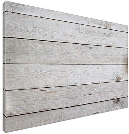 Navaris Magnetic Dry Erase Board - 24 x 36 inches Decorative White Board for Wall with Printed Design, Includes 5 Magnets and Marker - Wooden Planks