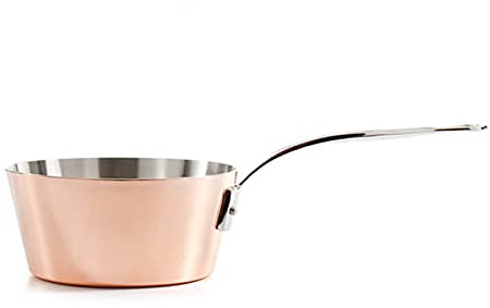 Samuel Groves 16cm Copper Induction Milk Pan - Tapered Copper Saucepan, Tri-Ply Stainless-Steel Interior, Induction Compatible, Professional Cookware - Oldest UK Cookware Brand - Made in England 1817