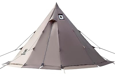 OneTigris Zelt Tipi Zelt Firstzelte für 4-6 Personen Pyramidenzelt mit Zeltstange 4 Jahrzeit Campingzelt 3000 mm Wassersäule für Outdoor, Camping, Wandern, Trekking
