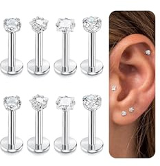 YADOCA 8 Pièces Labret Piercing Nez Studs pour Femmes Hommes 16G Acier Inoxydable Monroe Piercing Cartilage Tragus Avant Helix Boucles d'oreilles Piercing Bijoux Piercing Nez 6mm 8mm 10mm