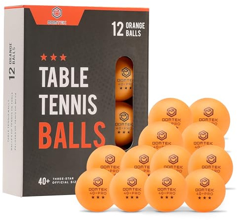 Domtek Lot de 12 balles de ping-pong orange 3 étoiles + Pro ABS balles de tennis de table idéales pour l'intérieur et l'extérieur