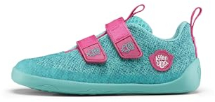 Affenzahn Barfußschuh Knit Happy mit Klettverschluss, Vegan, rutschfest, Flexibel, Reflektierend, besonders leicht in Größe 21-32 Eule - Türkis