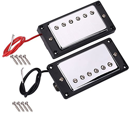 Neck+Bridge Pickup Set Double Coil Chrome Humbucker Pickups Triple Wax Dipped and Vacuum Sealed with Mounting Screws for LP Guitars