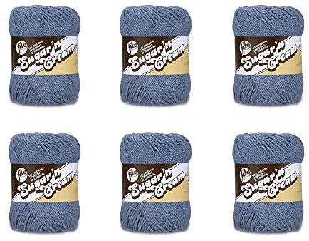Lily Sugar'N Cream Super Size Blue Jeans Yarn - 6 Pack of 113g/4oz - Cotton - 4 Medium (Worsted) - 200 Yards - Knitting/Crochet