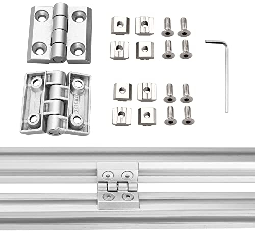 JiGiU Flexibler Scharnier M6 für Aluprofil 3030 Serie Schlitz 8mm Zinklegierung Scharniere inkl. Nutenstein Mutter, Schrauben, Schraubenschlüssel für 3D-Drucker DIY-Projekt (Lochabstand: 30 * 30 mm)