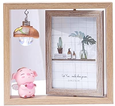 luckxuan Fotorahmen/Bilderrahmen Kreative nordische Holzfoto -Fotorahmen Doppelseite Rotationsrahmen Home Dekoration Leerrahmen