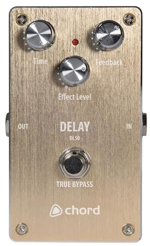 Pedale Delay Chord DL-50 per Chitarra e Basso con Controlli Time Feedback Level, Effetto Echo Analogico Compatto 9V