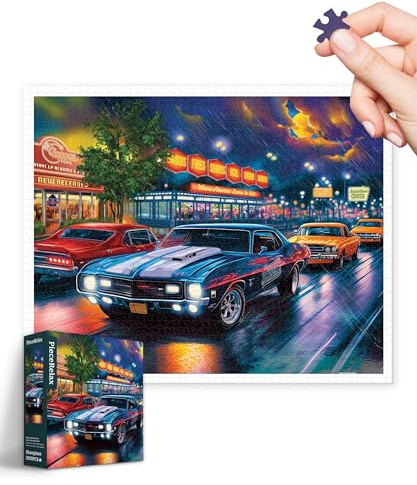 PieceRelax Plastic Jigsaw Puzzles for Adults 2000 Pieces Bigelow Illustrations - Rain on The Boulevard Most Satisfying Table Games and Gifts No Puzzle Mat Required [H3443]