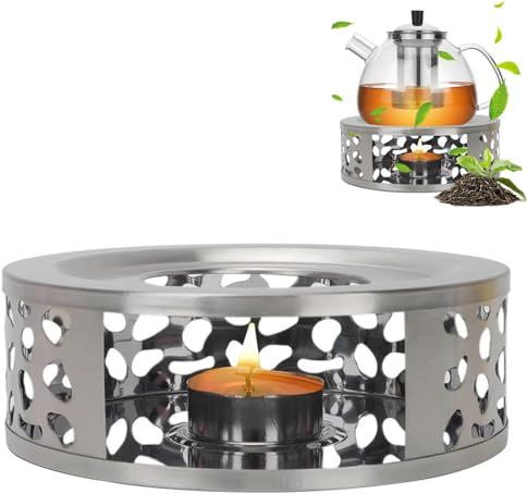 Edelstahl Teewärmer & Stövchen für Tee, Milch & Kaffee - Heiße Getränkehalter (Silber)