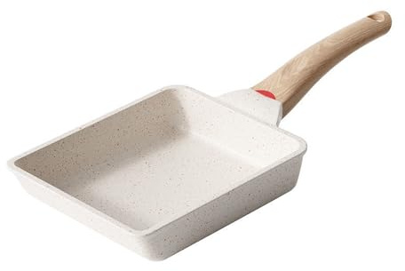 SLONUVLND Tamagoyaki Pan,Japanese Omelette Pan,White Tamagoyaki Egg Pan, Non Stick Rectangle Pan,Small Frying Pan 6 X 7 Inch