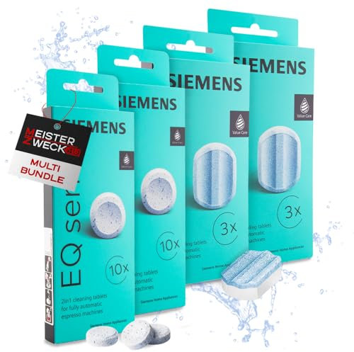 MEISTERZWECK4U 20x Reinigungstabletten & 6x Entkalkungstabletten, kompatibel mit Siemens EQ Series Kaffeevollautomaten - Reinigung Kaffeeautomat - Entfernt Kaffeeöle aus der Brüheinheit, entfernt Kalk