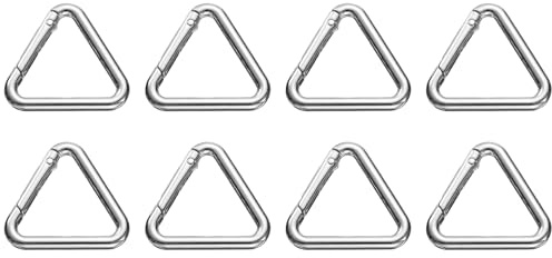 QUARKZMAN 8Pz Anello a Molla Triangolare 1.6 Fibbia Metallo Molla Clip a Scatto Trigger per Portachiavi Borse Borsa Borse a Mano Appendere Artigianato Accessori Decorazioni, Argento