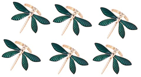 Diheohg 6 anillos de servilletas de libélula para bodas, mesa de comedor, uso diario, Navidad, Acción de Gracias, decoración de mesa, etc