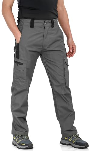 LY4U Pantalon de Travail Robuste pour Hommes avec Plusieurs Poches, Pantalon de Combat Cargo pour la Randonnée Camping Décontracté en Plein Air