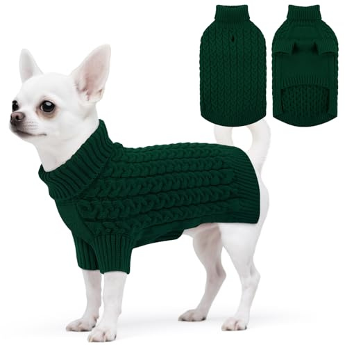 ASENKU Maglione per Cani di Taglia Piccola, Media e Grande, Maglione per Cane Lavorato a Maglia Caldo Invernale, Cappotto Felpa per Cani, Maglioncino a Collo Alto Abbigliamento Pullover S