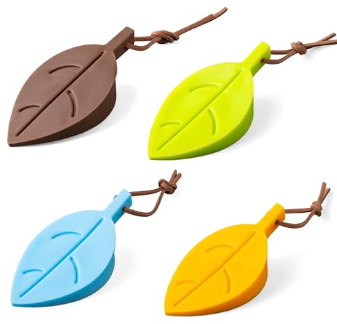 4-Pack Leaf Door Stop, Colourful Silicone Door Stoppers for Floor | Flexible Door Wedge for Indoor Use, Cute Windproof Doorstop and Finger Protector for Home, Patio or Nursery.