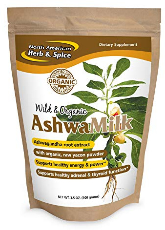 NORTH AMERICAN HERB & SPICE AshwaMilk - 3.5 oz. - Ashwagandha Root Extract, Yacon Powder - Supports Energy, Stamina, Healthy Adrenal & Thyroid Function - Non-GMO - 36 Servings