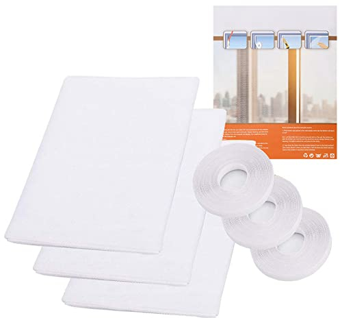 PHOGARY Mosquito Net for Windows, [Upgrade] 3 Fly Screens Window Mesh 1.3mx1.5m Insect Netting Bug Bee Mosquito Protector with 3 Tapes White