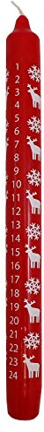 Ebersbacher Kerzenfabrik GmbH Adventskalenderkerze Schneeflocke & Elch rot mit weißem Druck ca. (ØxH) 22 x 250 mm