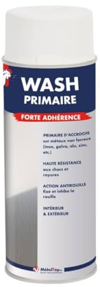 Metaltop - Wash Primaire - Gris fenêtre - RAL 7040 - Bombe 400 ml - Sous-couche d'accroche pour inox, galva, alu, zinc