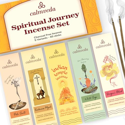 Spiritueller weihrauch Räucherstäbchen Bio qualität - (90 gm weirauch), :Weihrauch und Myrrhe, Weißer Salbei, Palo Santo, Drachenblut, Tempel räucherwerk weihrauch zum räuchern