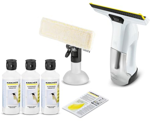 Kärcher WV 6 Plus Fenstersauger weiß (inkl. Zubehör,100 min Akkulaufzeit, Fensterreiniger für Fenster, Fliesen, Dusche und Vitrinen) (inkl. 3x Glasreiniger RM 500)