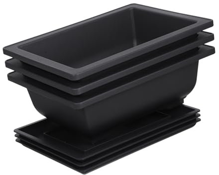 YARNOW 3 Ensembles Pots De Fleurs Rectangulaires Plastique Lot Drainage pour Plantes Intérieur Et Extérieur Jardin Et Balcon